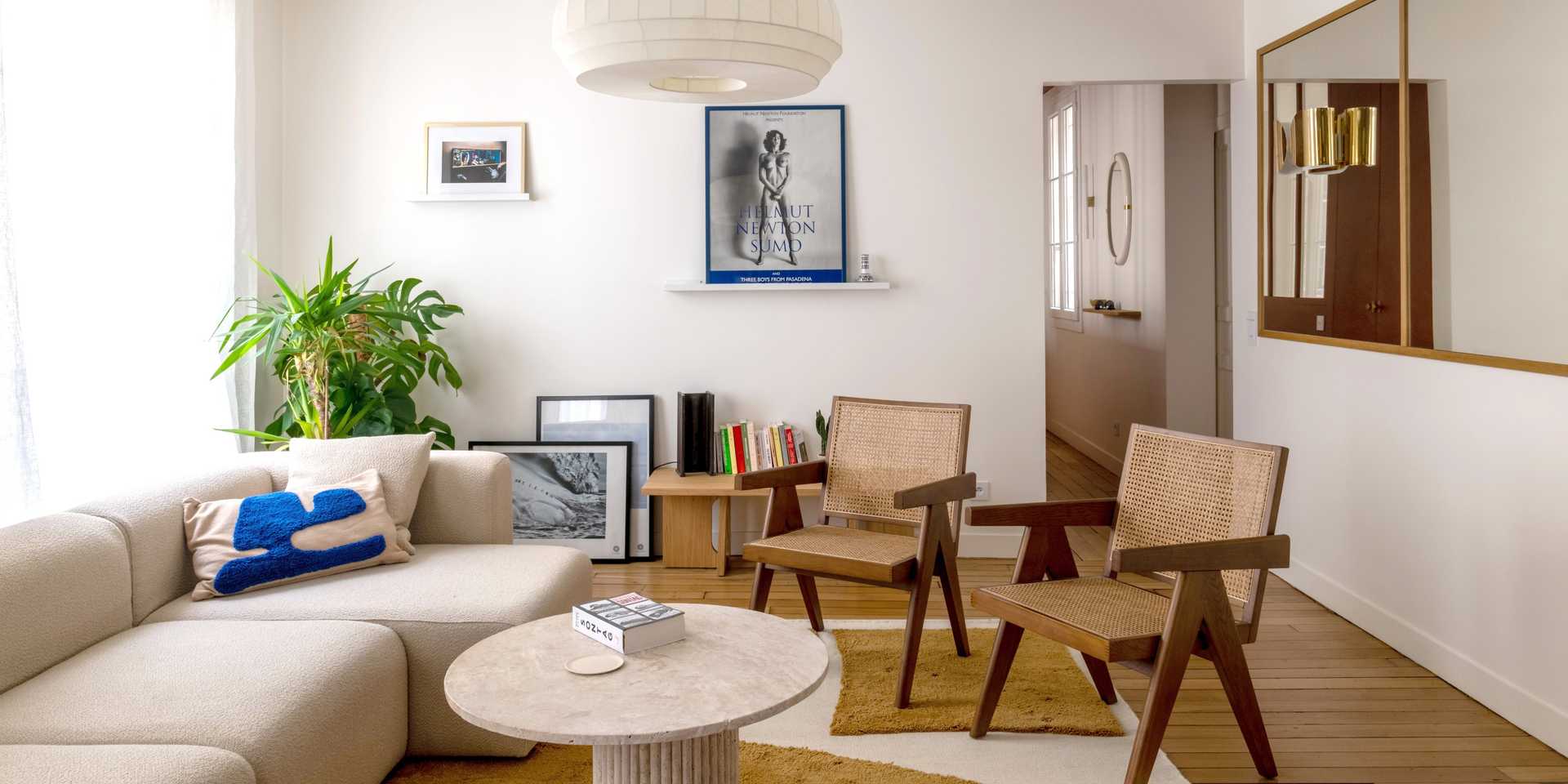 Interior decoration of the living room of a historic apartment in Nantes