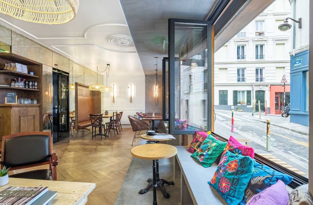Aménagement d'un café chic par un architecte spécialiste de l'architecture commerciale à Nantes