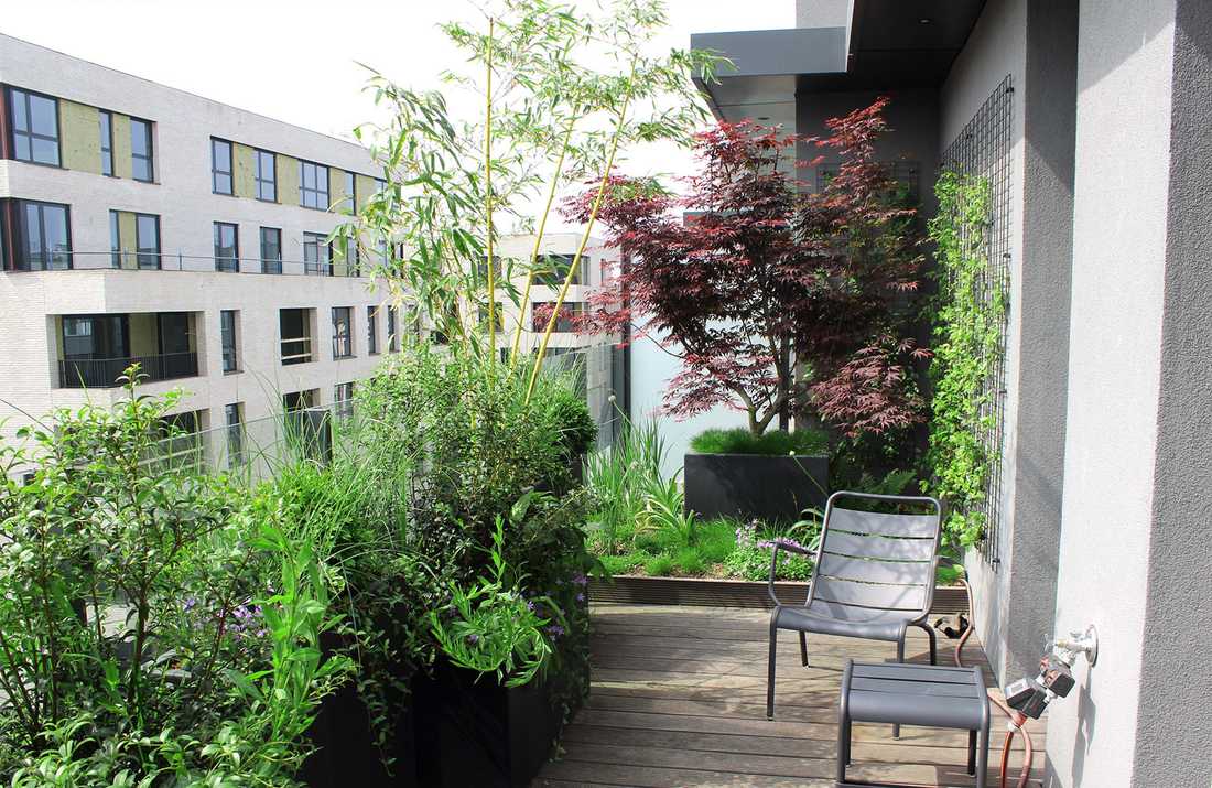 Aménagement paysager de la terrasse d'un appartement-penthouse à Nantes